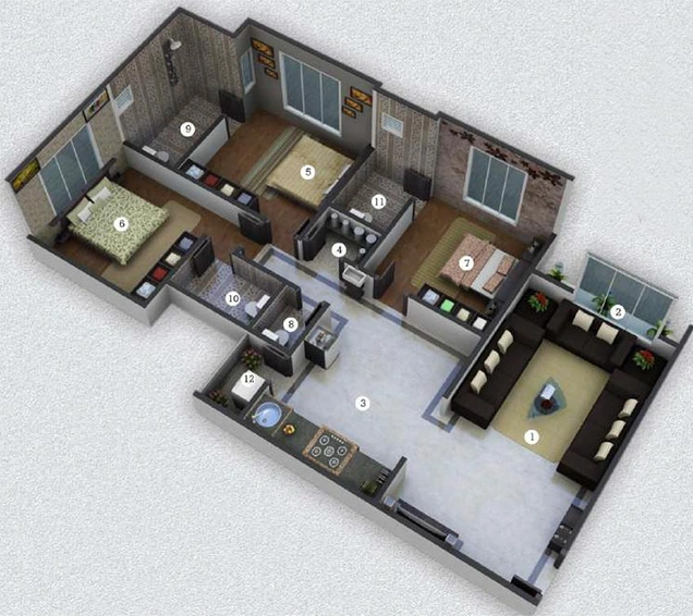3 BHK Flat in General Royal Orchid in Rander, Surat - Image 819209