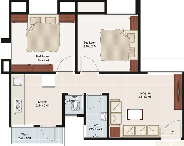 2 BHK Flat in Ruchi Rupak Flats in Hazira, Surat - Image 819221