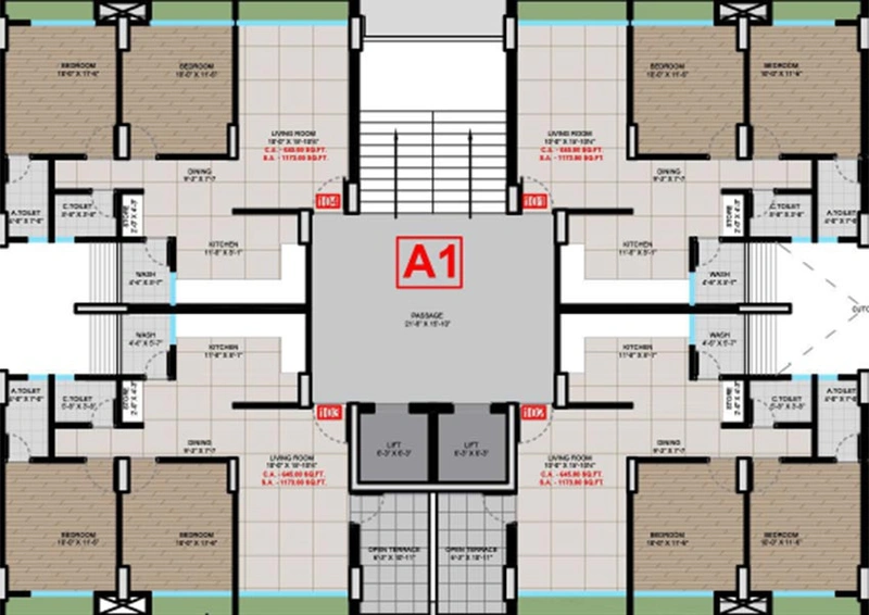 Floor Plan of Shailesh Sai Enclave in Althan, Surat - Image 178462