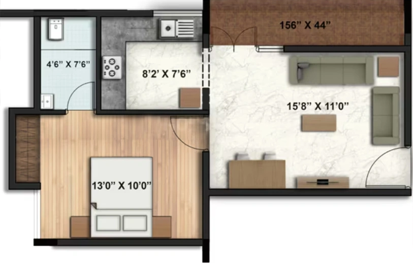 1 BHK Flat in Eswar Vanamali in Kothnur, Bangalore - Image 819286