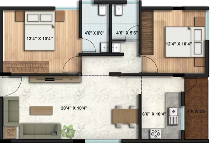 2 BHK Flat in Eswar Vanamali in Kothnur, Bangalore - Image 819287