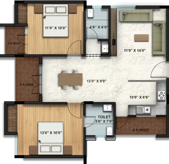 2 BHK Flat in Eswar Vanamali in Kothnur, Bangalore - Image 819288