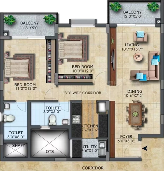 2 BHK Flat in LH Casa Flora in Horamavu, Bangalore - Image 819304