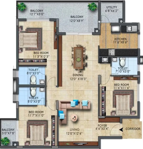 3 BHK Flat in LH Casa Flora in Horamavu, Bangalore - Image 819306