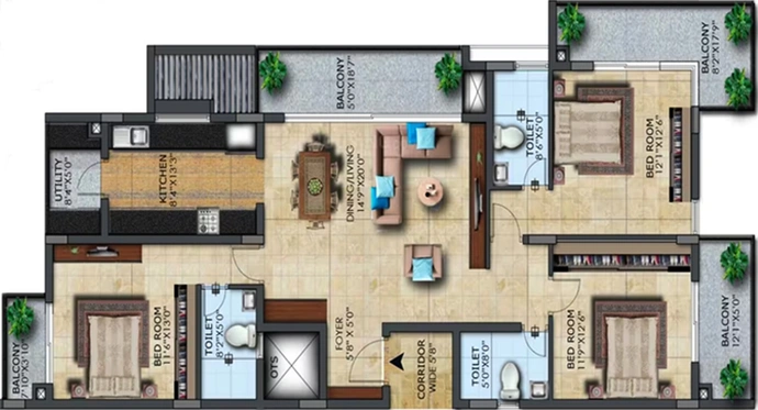 3 BHK Flat in LH Casa Flora in Horamavu, Bangalore - Image 819307
