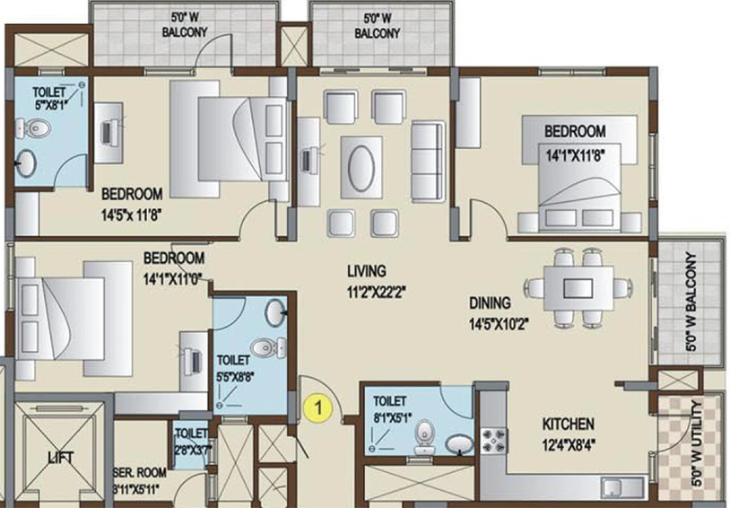3 BHK Flat in Mittal Palms in Jakkur, Bangalore - Image 819396