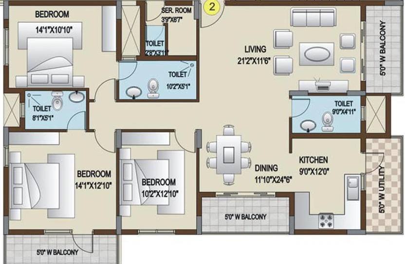 3 BHK Flat in Mittal Palms in Jakkur, Bangalore - Image 819397