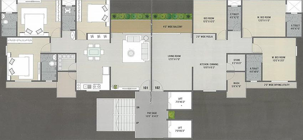 Floor Plan of Shivdhara Residency in Mota Varachha, Surat - Image 179091