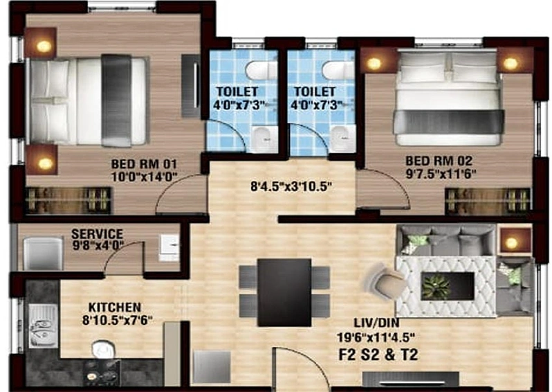 2 BHK Flat in Global Nectar in Selaiyur, Chennai - Image 819482