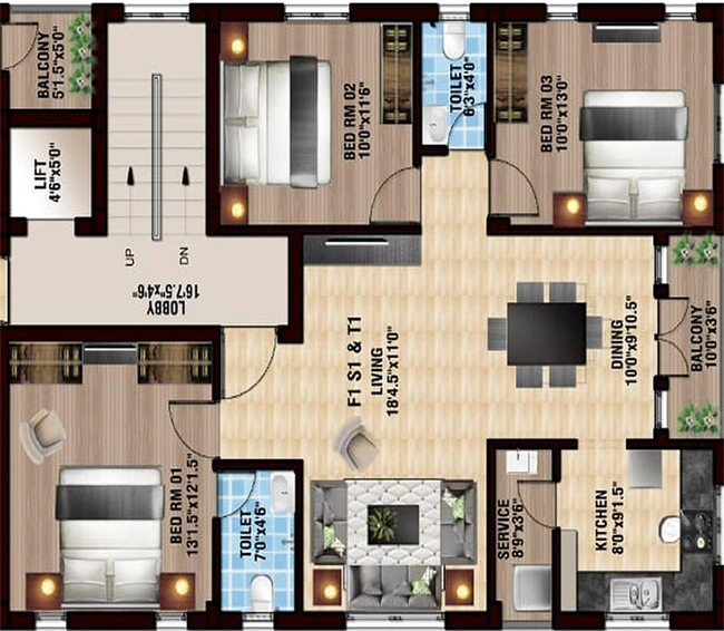 3 BHK Flat in Global Nectar in Selaiyur, Chennai - Image 819483