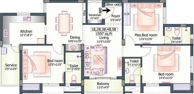2 BHK Flat in Marutham Apoorva in Anna Nagar, Chennai - Image 819486