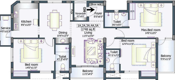 3 BHK Flat in Marutham Apoorva in Anna Nagar, Chennai - Image 819487