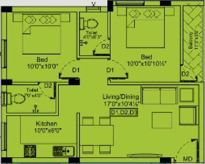 2 BHK Flat in Rahul Asashiyana in Ramapuram, Chennai - Image 819521
