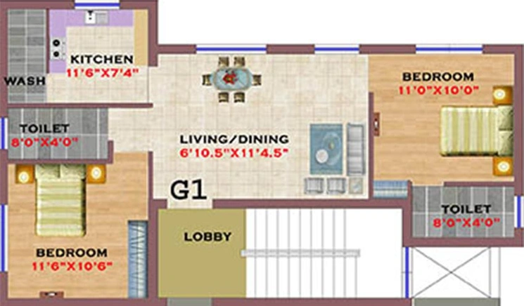 2 BHK Flat in Agni Shree Lakshmi in Tambaram, Chennai - Image 819532