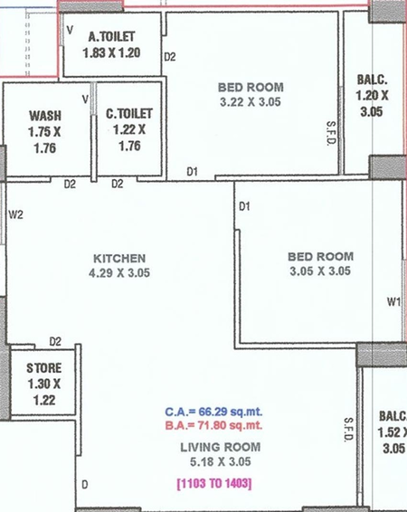 2 BHK Flat in Pramukh Skycity World in Bamroli, Surat - Image 819638