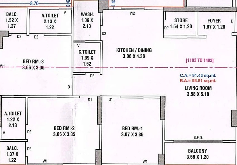 3 BHK Flat in Pramukh Skycity World in Bamroli, Surat - Image 819639