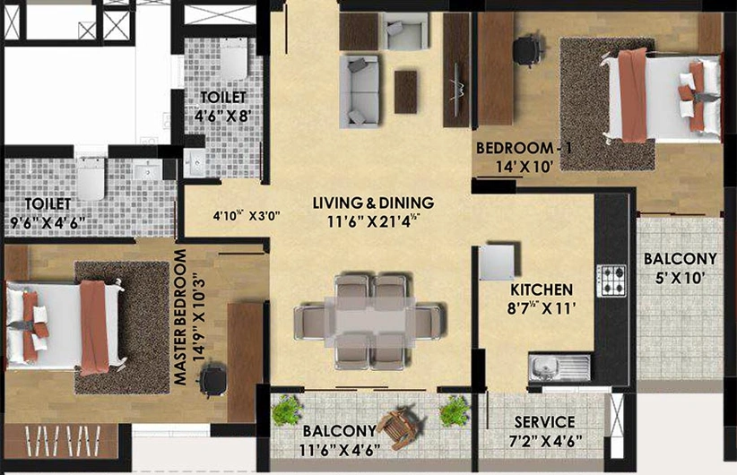 2 BHK Flat in Salma Pine Ridge in Velachery, Chennai - Image 819684