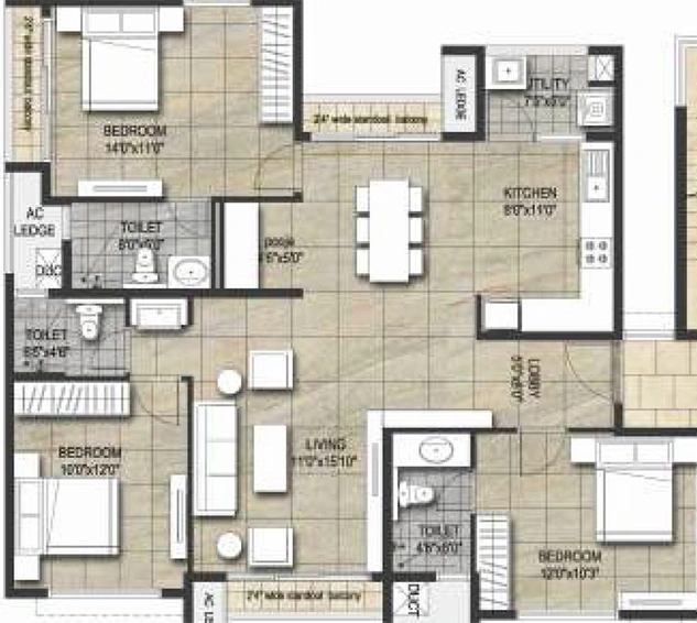 3 BHK Flat in Voora Oceans 27 in Tondiarpet, Chennai - Image 819696