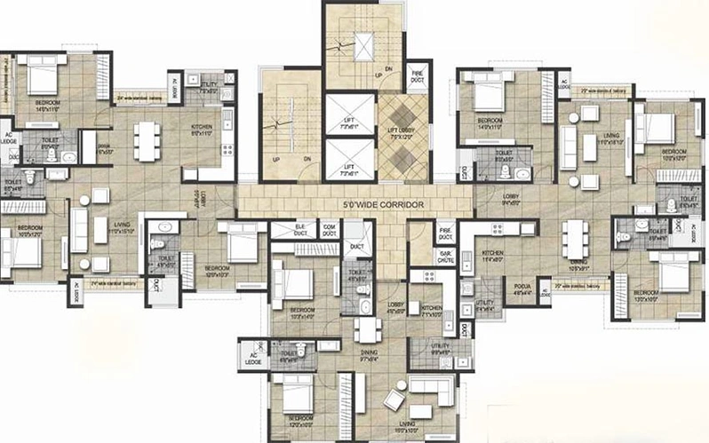 Floor Plan of Voora Oceans 27 in Tondiarpet, Chennai - Image 179843