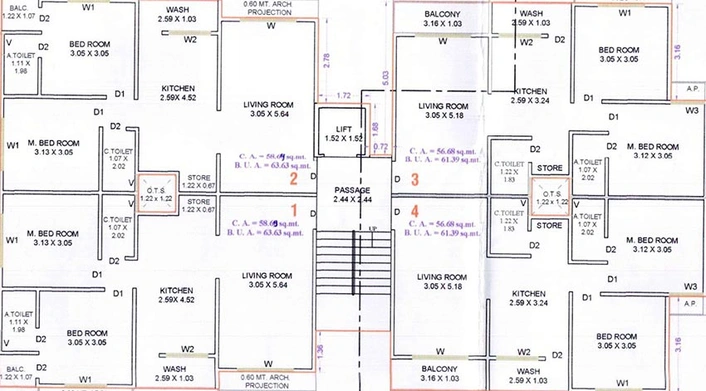 Floor Plan of Sunday Residency in Amroli, Surat - Image 179890