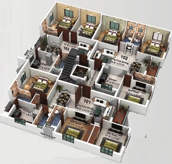 Floor Plan of Meera Floral in Pallikaranai, Chennai - Image 179940
