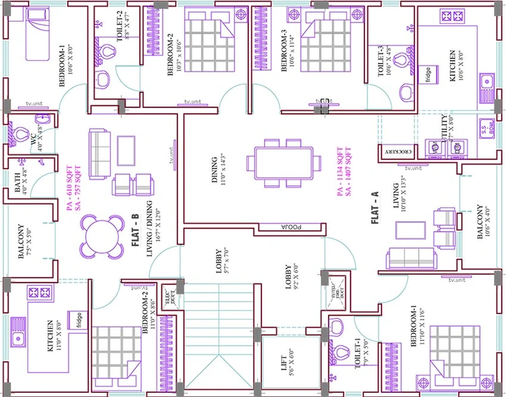 Floor Plan of Ramaniyam Rangavilasam in Nanganallur, Chennai - Image 180494