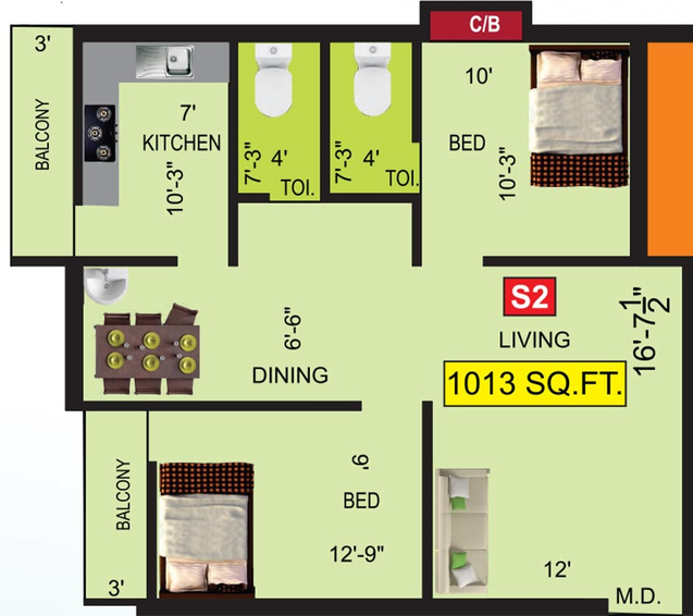 2 BHK Flat in VGK Samyuktha in Tambaram, Chennai - Image 819940