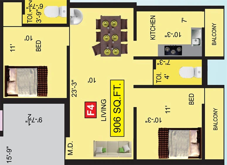 2 BHK Flat in VGK Samyuktha in Tambaram, Chennai - Image 819939