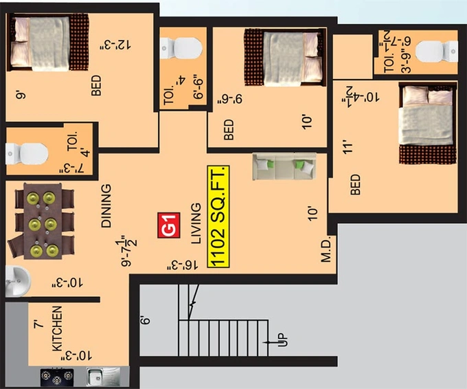 3 BHK Flat in VGK Samyuktha in Tambaram, Chennai - Image 819941