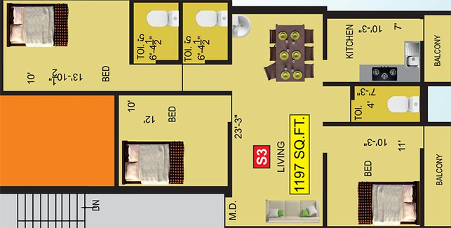 3 BHK Flat in VGK Samyuktha in Tambaram, Chennai - Image 819942