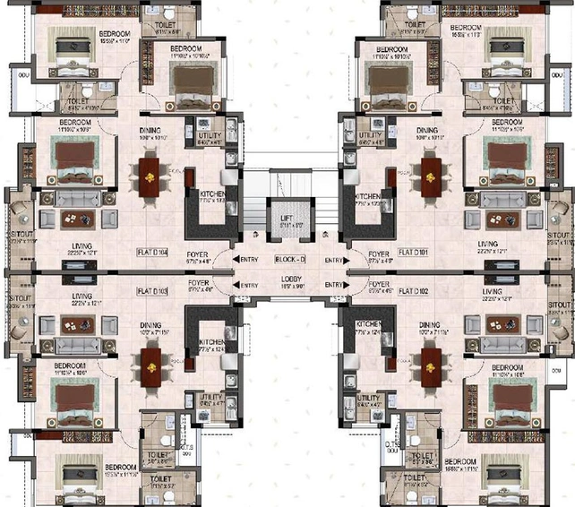 Floor Plan of Bhaggyam Srishti in Sholinganallur, Chennai - Image 180763