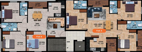 Floor Plan of GP Ellora Castle in Padi, Chennai - Image 180817