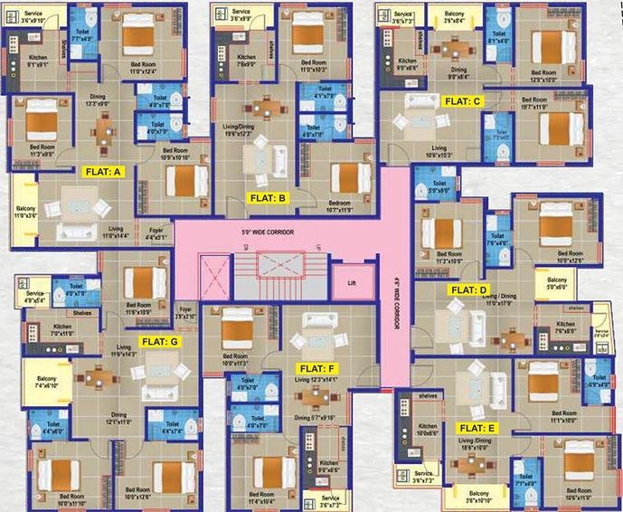 Floor Plan of GP Valencia Diamond in Ayanambakkam, Chennai - Image 180829