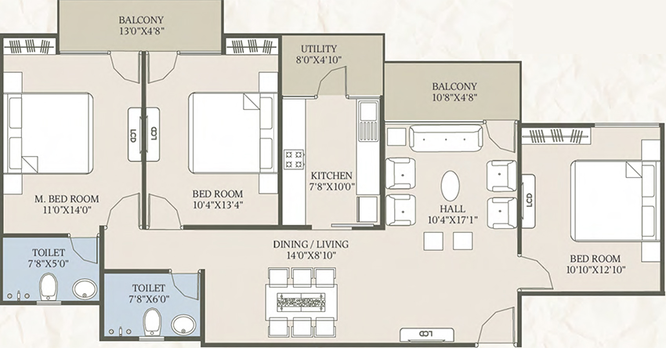 3 BHK Flat in Sterling Pride City 1 in Katara Hills, Bhopal - Image 820031