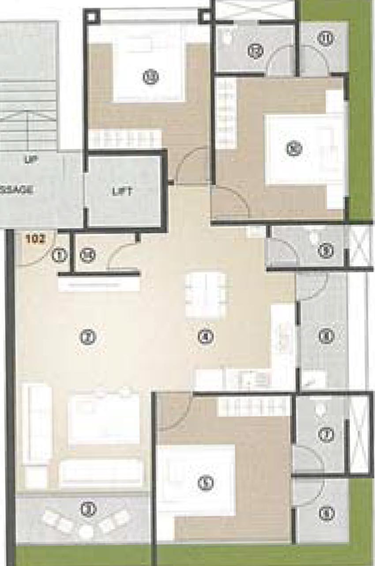 3 BHK Flat in Vastu Luxuria in Vesu, Surat - Image 820077