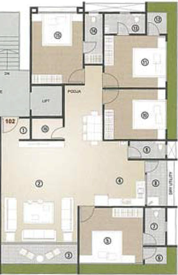 4 BHK Flat in Vastu Luxuria in Vesu, Surat - Image 820078