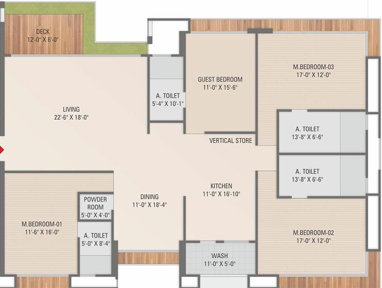 4 BHK Flat in Hare Krishna Vedant Bellavista in Pal, Surat - Image 820099