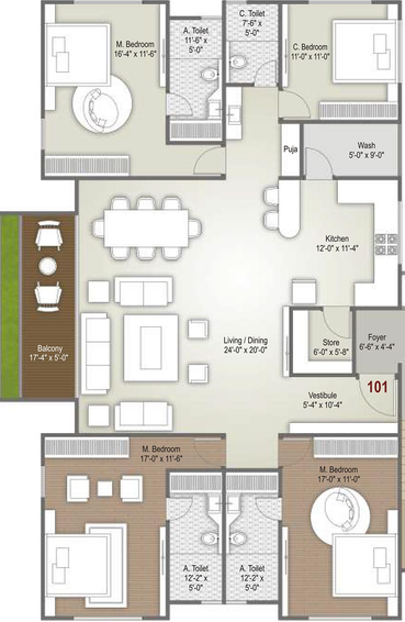 4 BHK Flat in Western Veerbhadra Heights Rundh in Magdalla, Surat - Image 820115