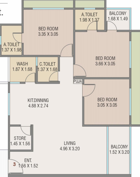 3 BHK Flat in Vrajbhumi Residency in Althan, Surat - Image 820191