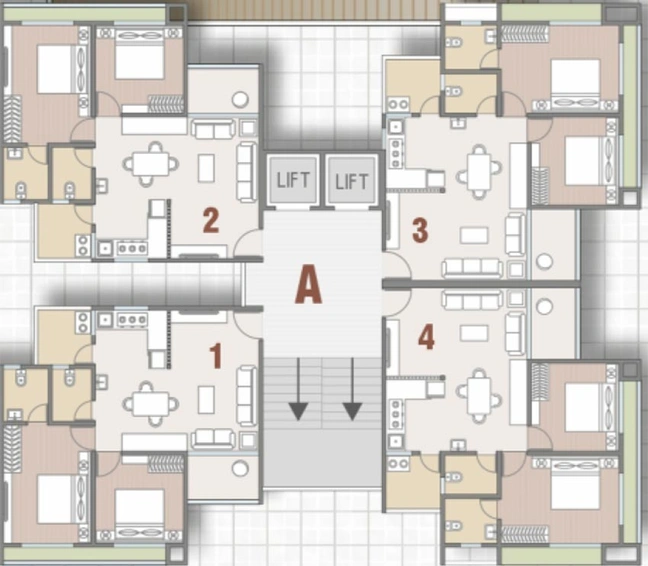 Floor Plan of Vrajbhumi Residency in Althan, Surat - Image 181409