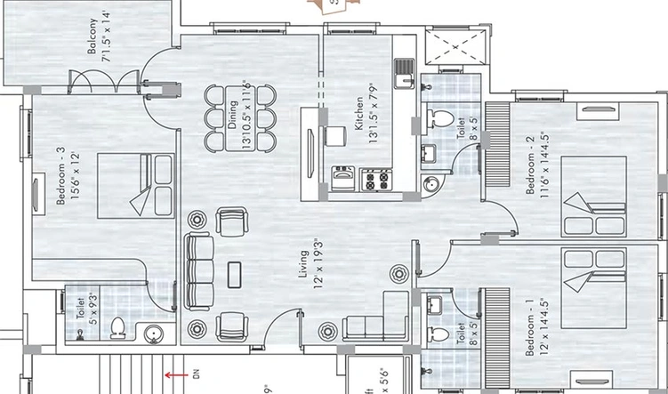 3 BHK Flat in Appaswamy Mandarina in Kotturpuram, Chennai - Image 820355