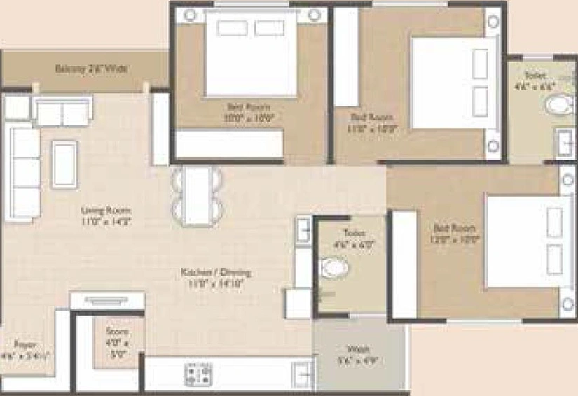 3 BHK Flat in Abhishek Alyssum in Sama Savli Road, Vadodara - Image 820377