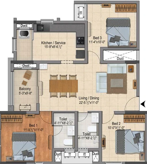 2.5 BHK Flat in DRA Ascot in Adambakkam, Chennai - Image 820498