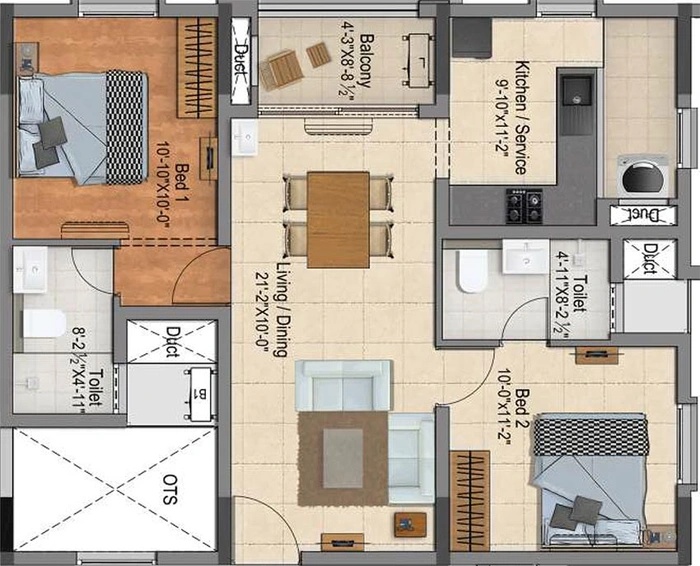 2 BHK Flat in DRA Ascot in Adambakkam, Chennai - Image 820497