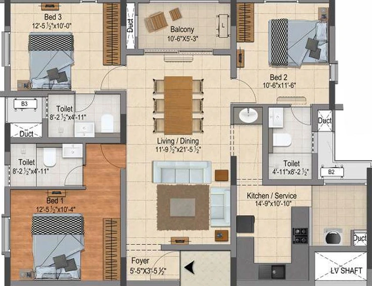 3 BHK Flat in DRA Ascot in Adambakkam, Chennai - Image 820501