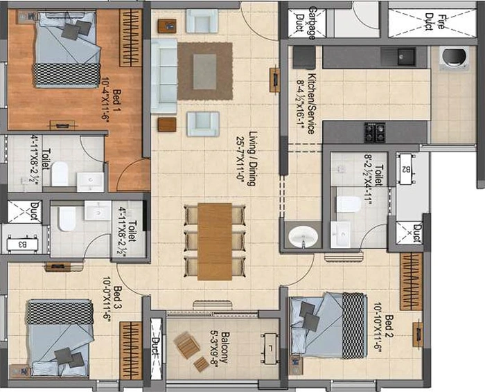 3 BHK Flat in DRA Ascot in Adambakkam, Chennai - Image 820500
