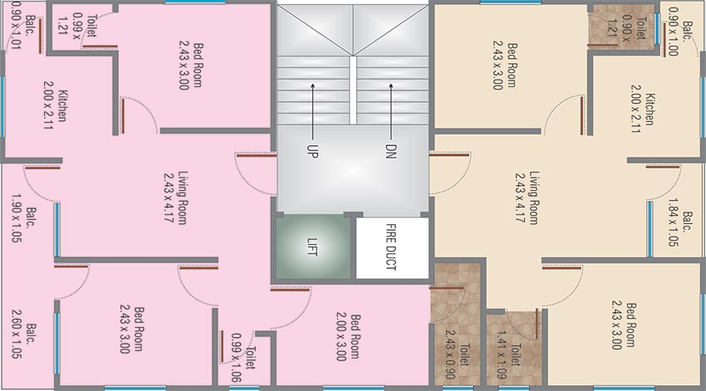 Floor Plan of Royal Ali Hasan Residency in Ajwa Road, Vadodara - Image 182302