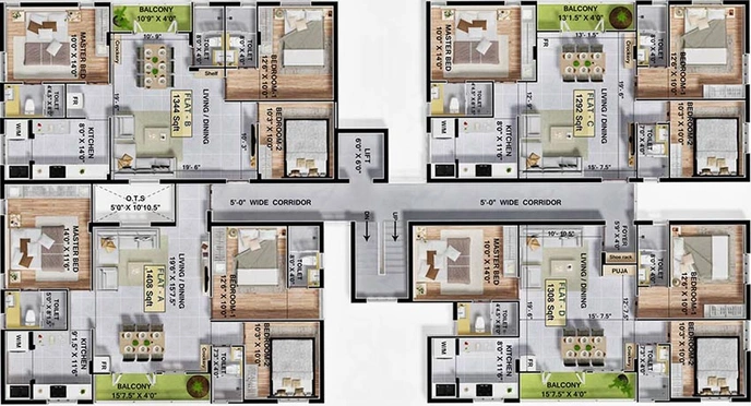 Floor Plan of Khurinji Acanthus in Madipakkam, Chennai - Image 182356