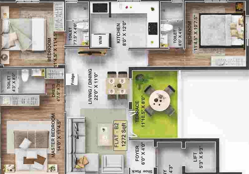 3 BHK Flat in Khurinji Iris in Thiruvanmiyur, Chennai - Image 820520