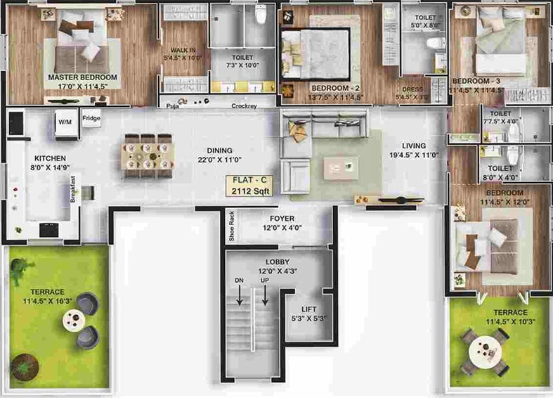 4 BHK Flat in Khurinji Iris in Thiruvanmiyur, Chennai - Image 820523